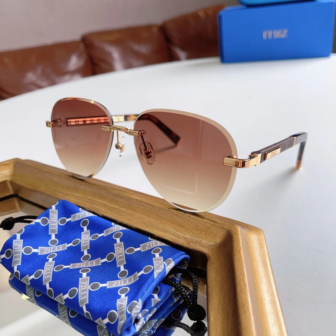 ZILLI Rimless Aviator-Inspired Gradient Lens Sunglasses 2