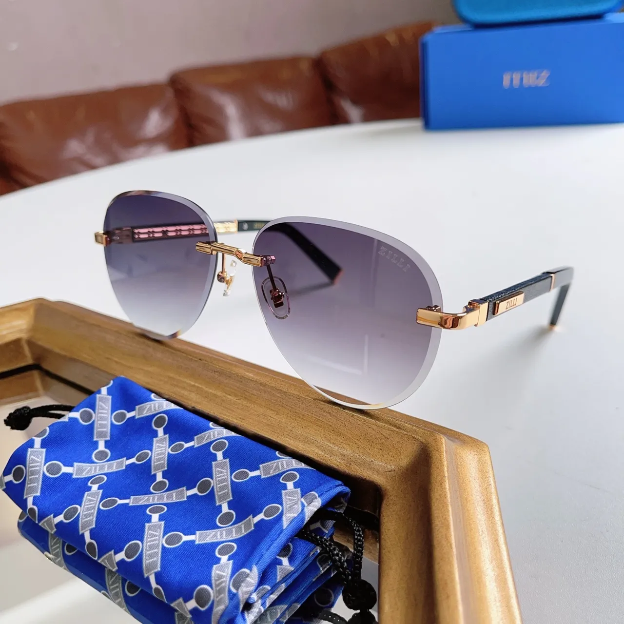 ZILLI Rimless Aviator-Inspired Gradient Lens Sunglasses 7