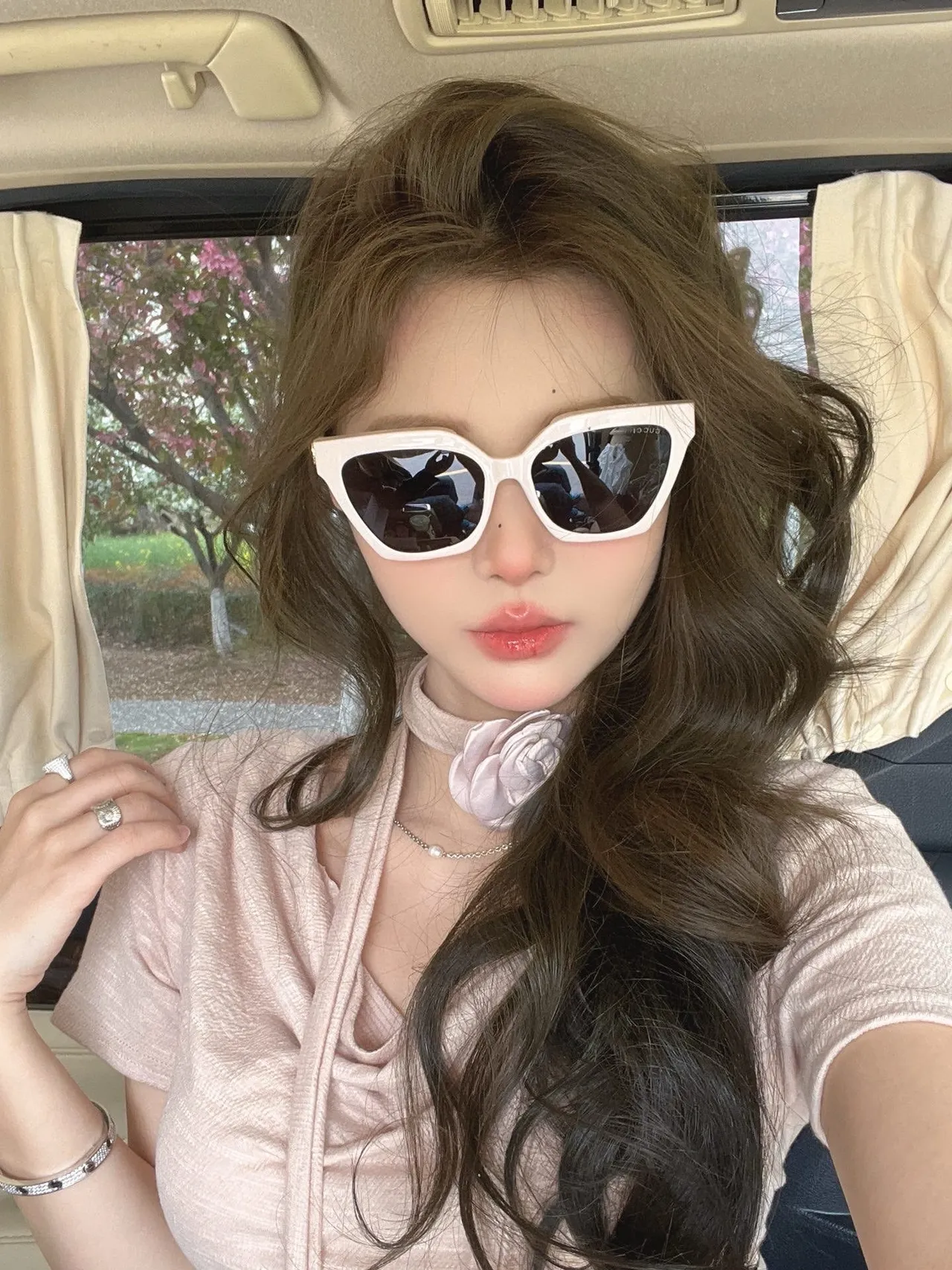 Gentle Monster White Pink Angular Cat-Eye Thick Acetate Frame Sunglasses 9