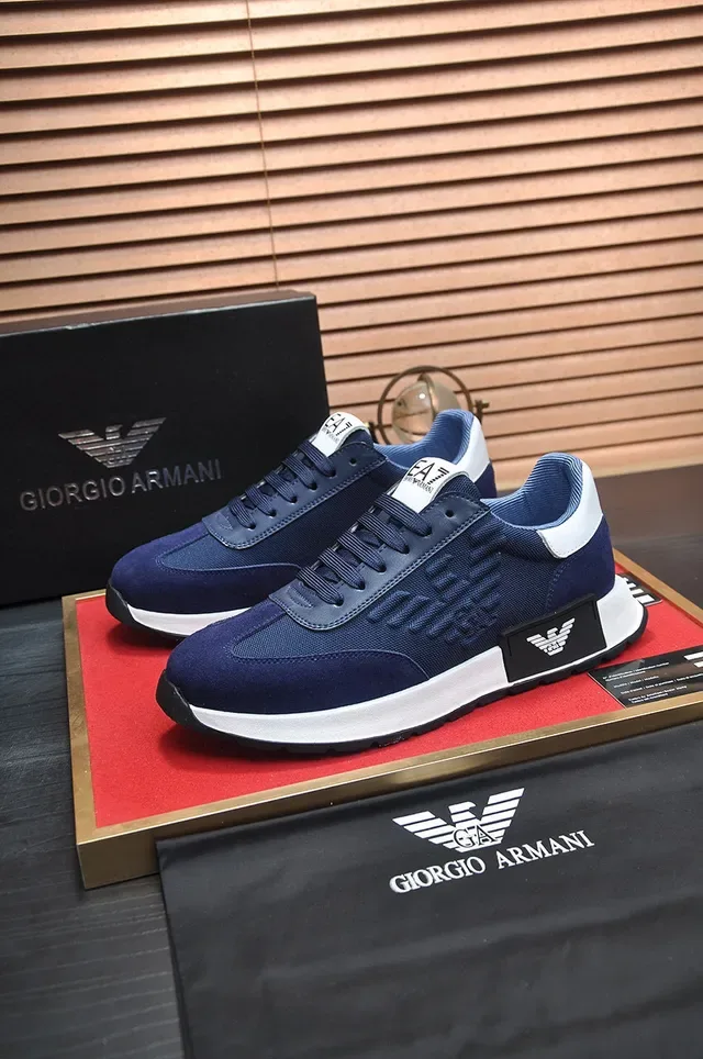 Giorgio Armani Navy White Mesh Upper Contrast Accents Lifestyle Sneakers 4