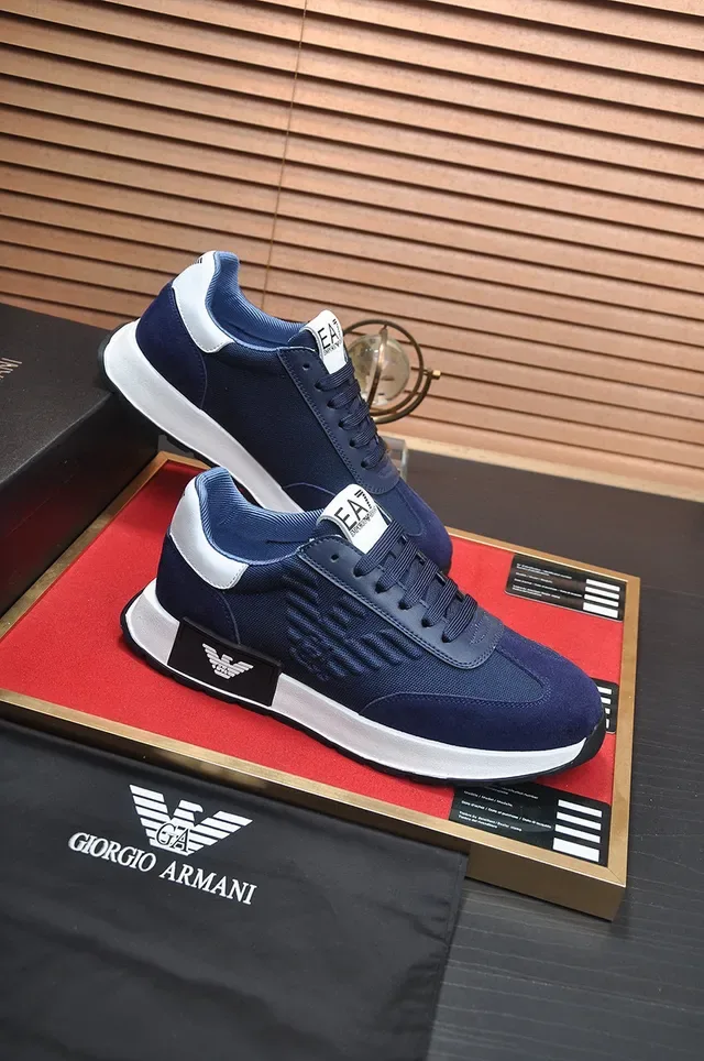 Giorgio Armani Navy White Mesh Upper Contrast Accents Lifestyle Sneakers 6