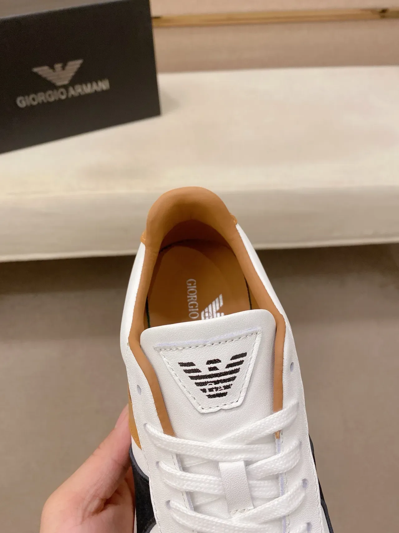 Giorgio Armani Panelled Leather and Suede Lifestyle Sneaker 6