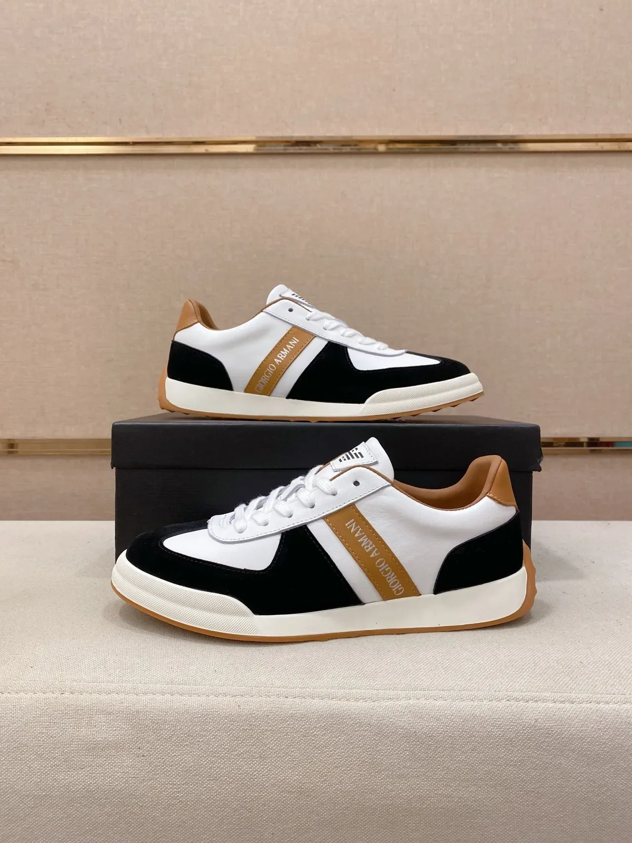 Giorgio Armani Panelled Leather and Suede Lifestyle Sneaker 7