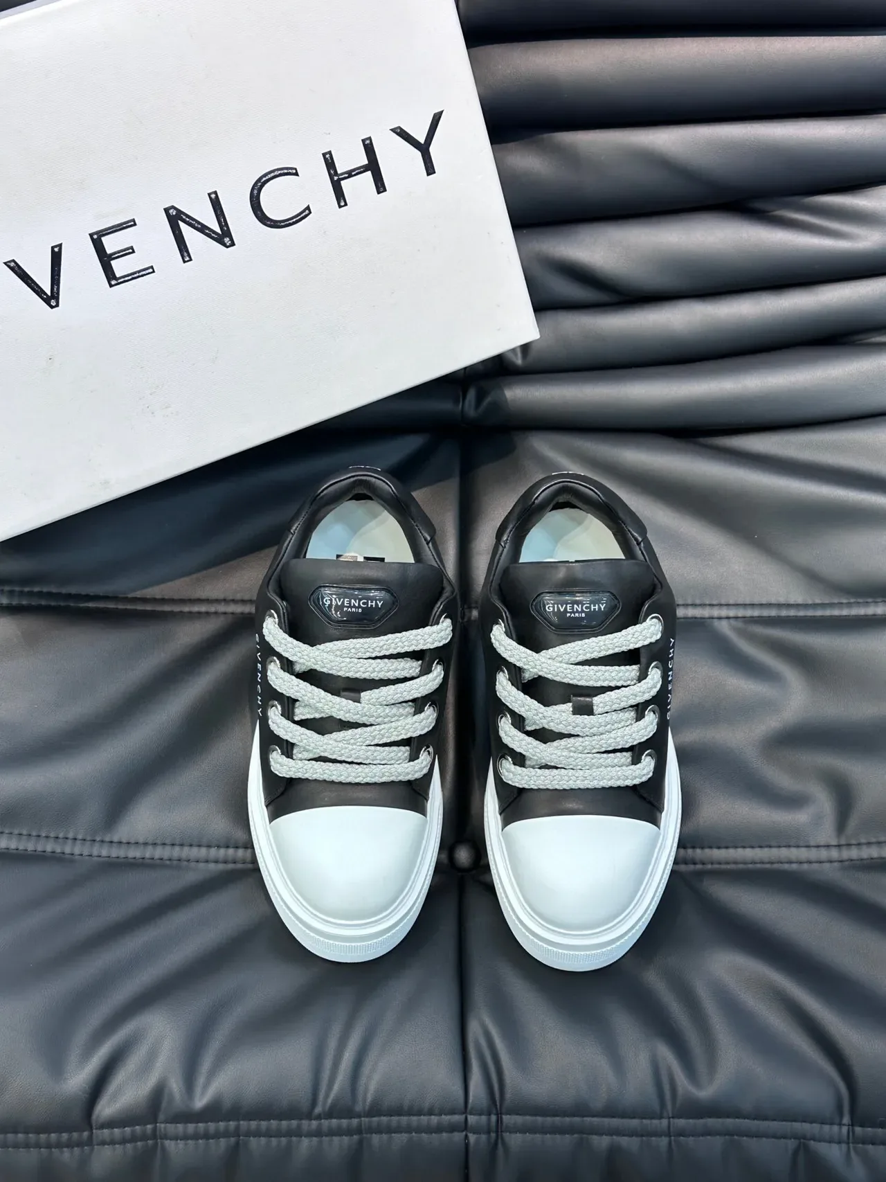 Givenchy Black White Platform Sole Leather Upper Lifestyle Sneakers 2