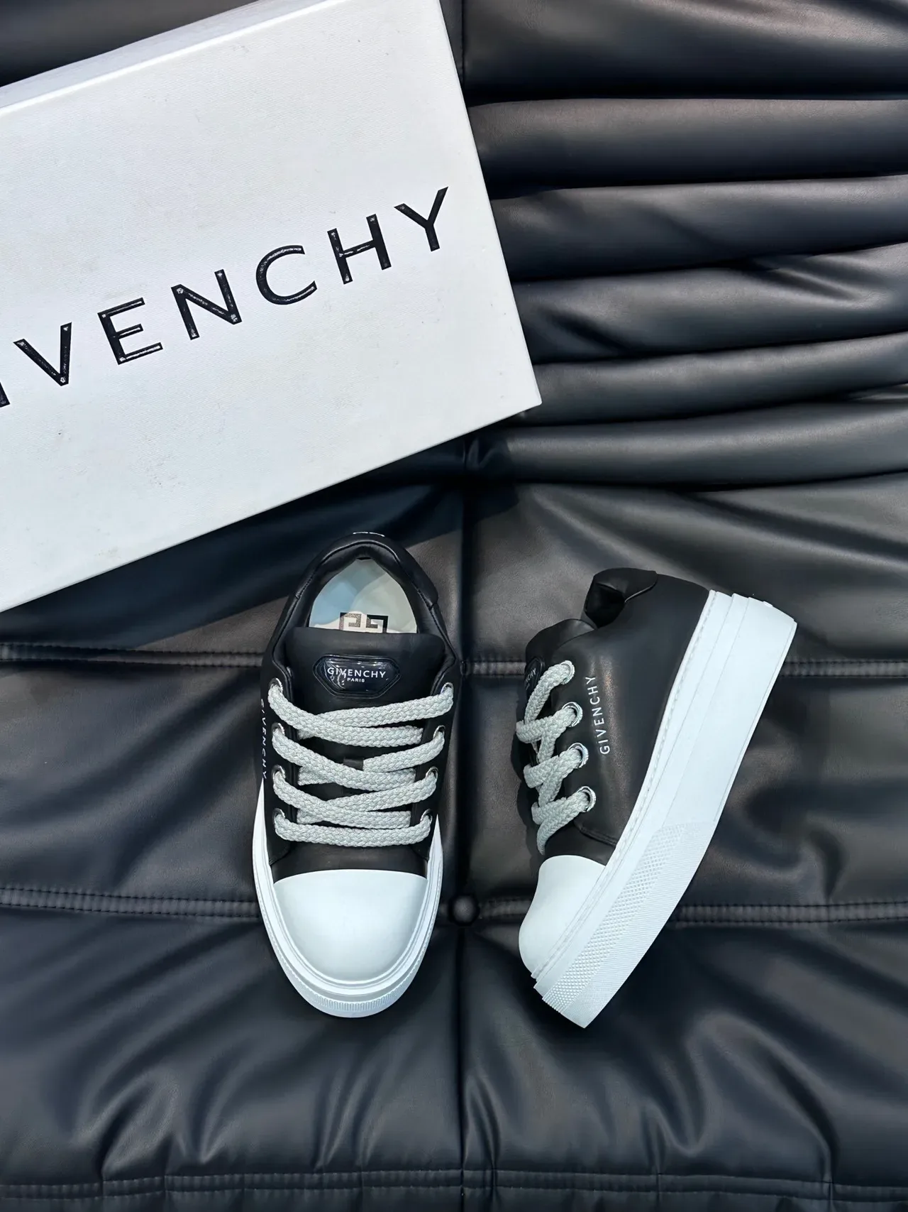 Givenchy Black White Platform Sole Leather Upper Lifestyle Sneakers 3