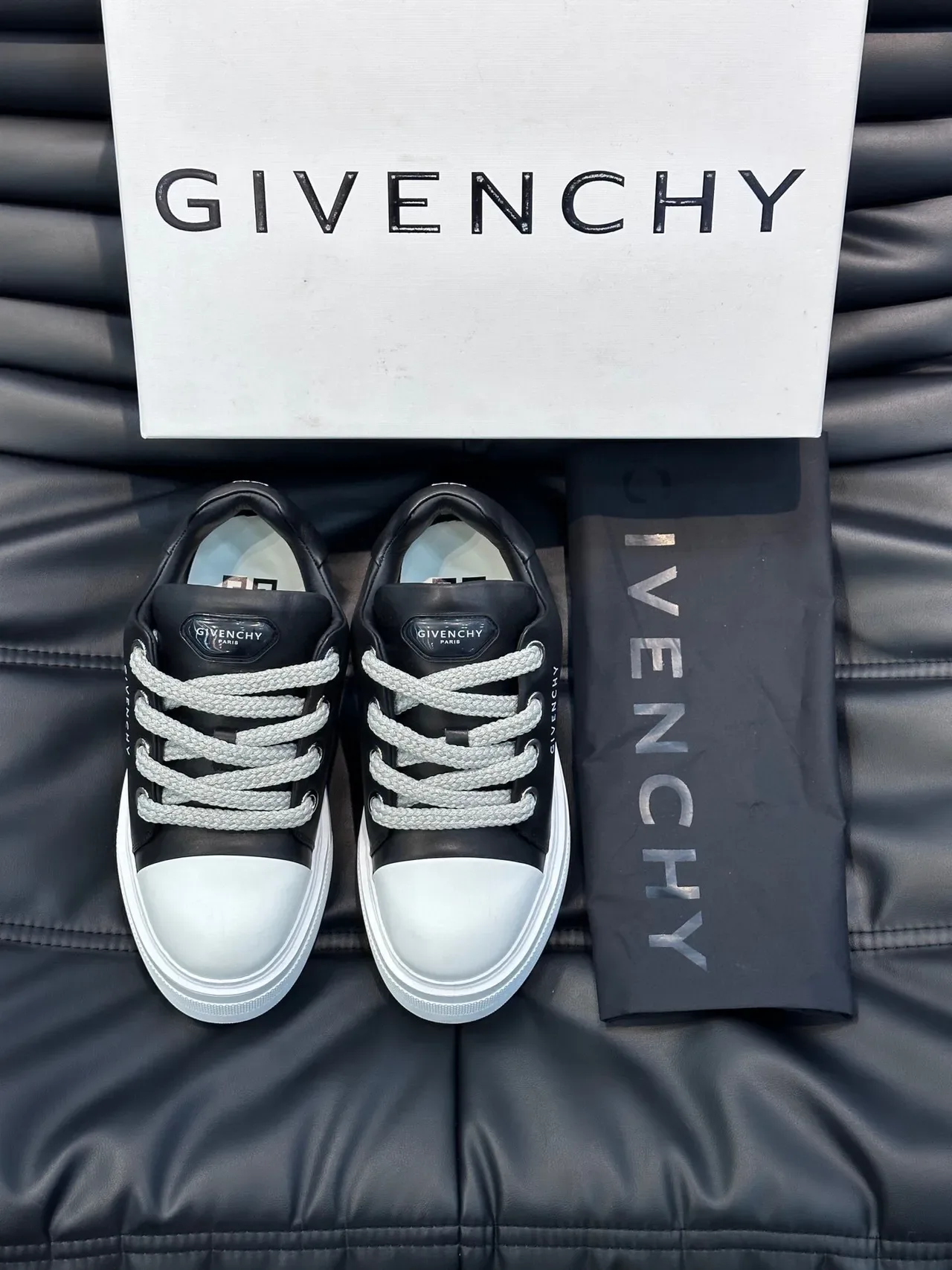 Givenchy Black White Platform Sole Leather Upper Lifestyle Sneakers 4