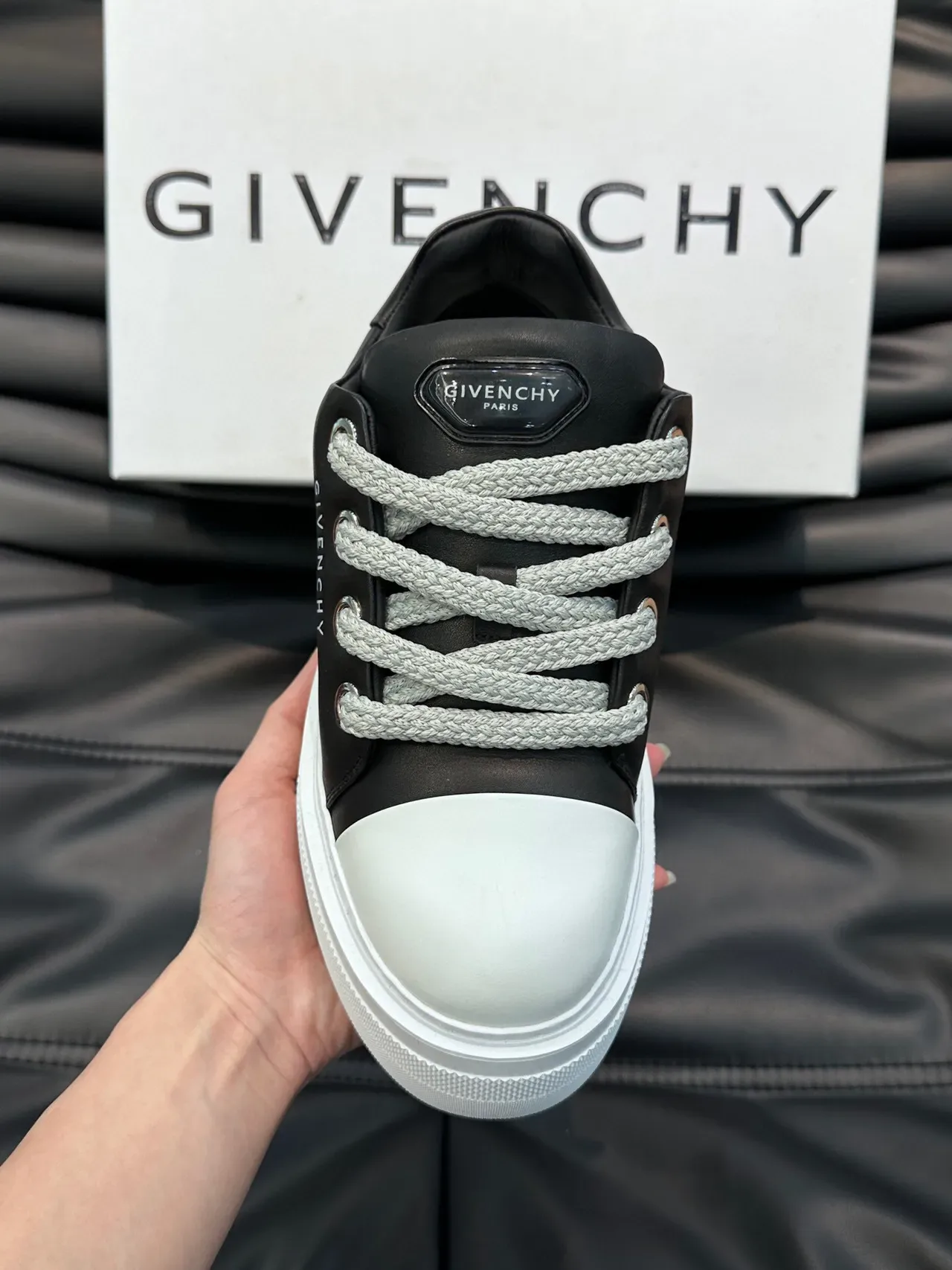 Givenchy Black White Platform Sole Leather Upper Lifestyle Sneakers 5