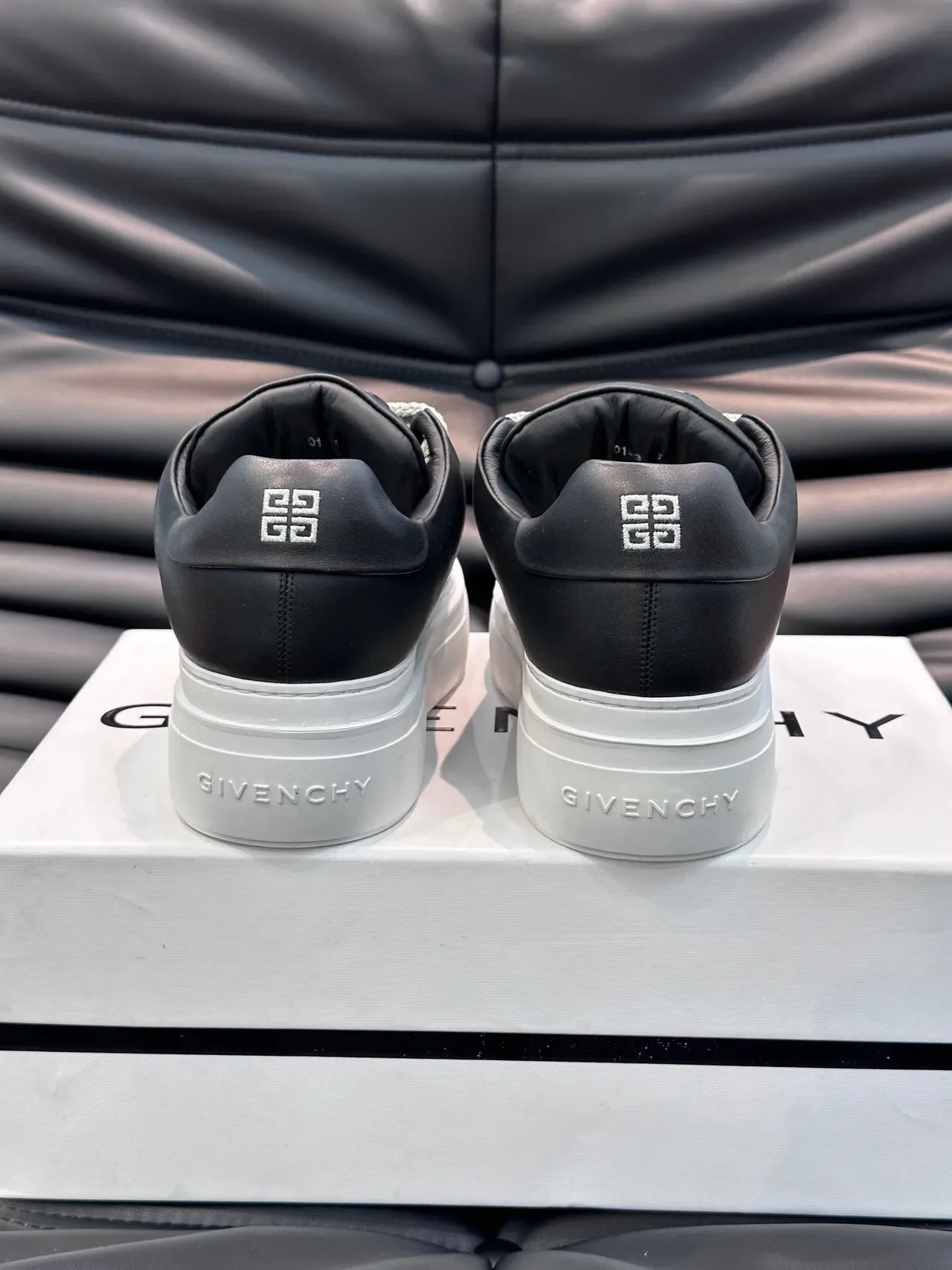 Givenchy Black White Platform Sole Leather Upper Lifestyle Sneakers 7