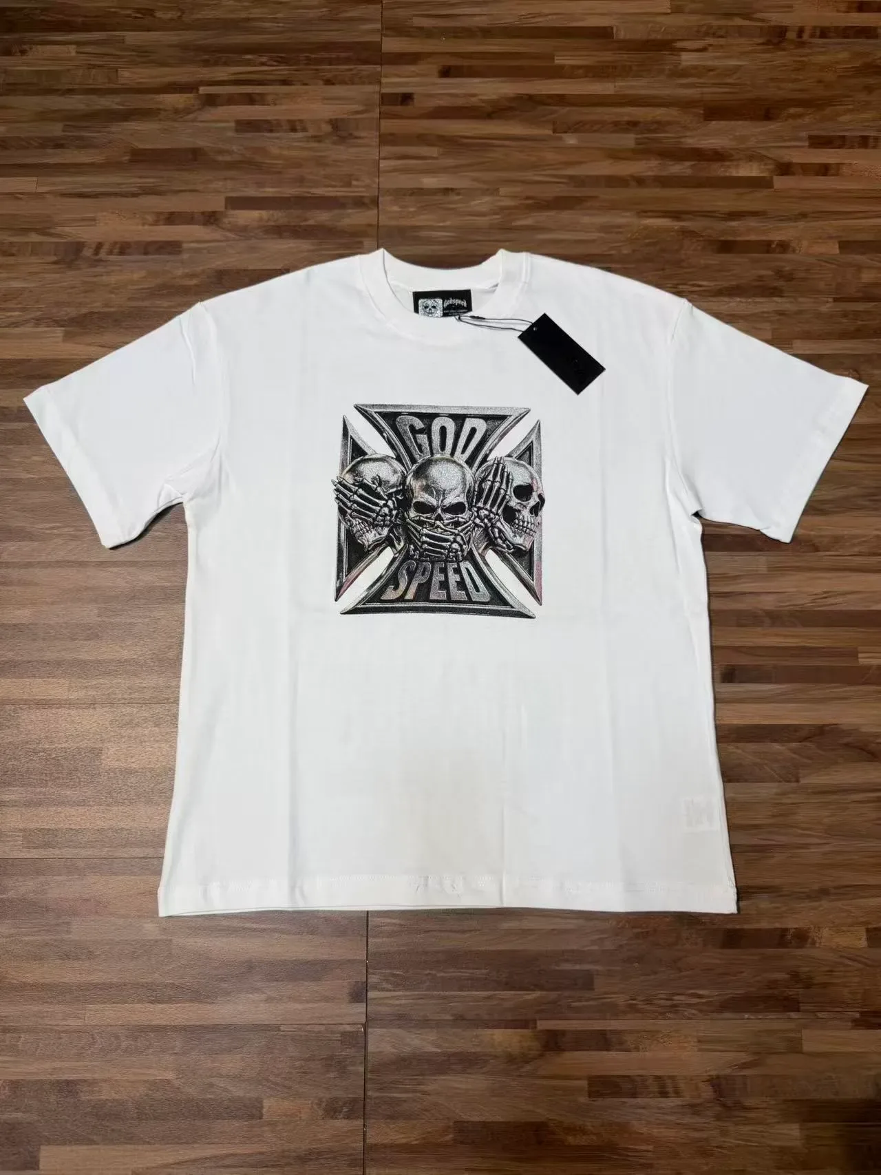 Godspeed God Speed Skull Iron Cross Graphic T-Shirt 7