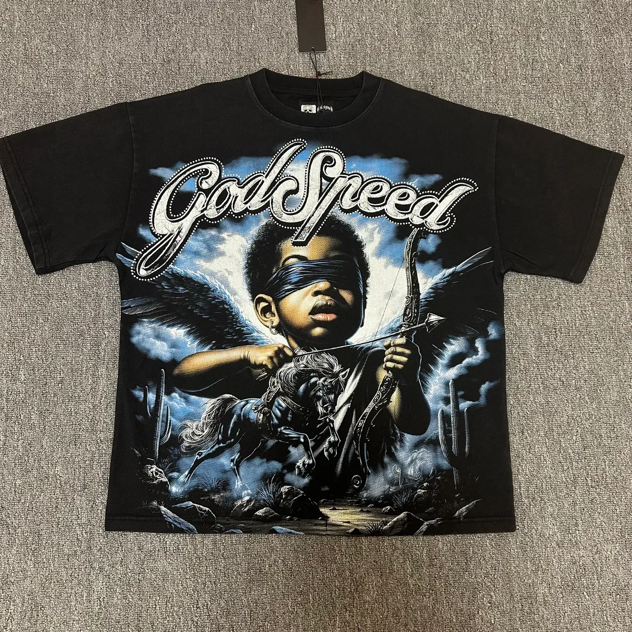 تي شيرت Godspeed أوفرسايز بياقة دائرية وطباعة جرافيك 6