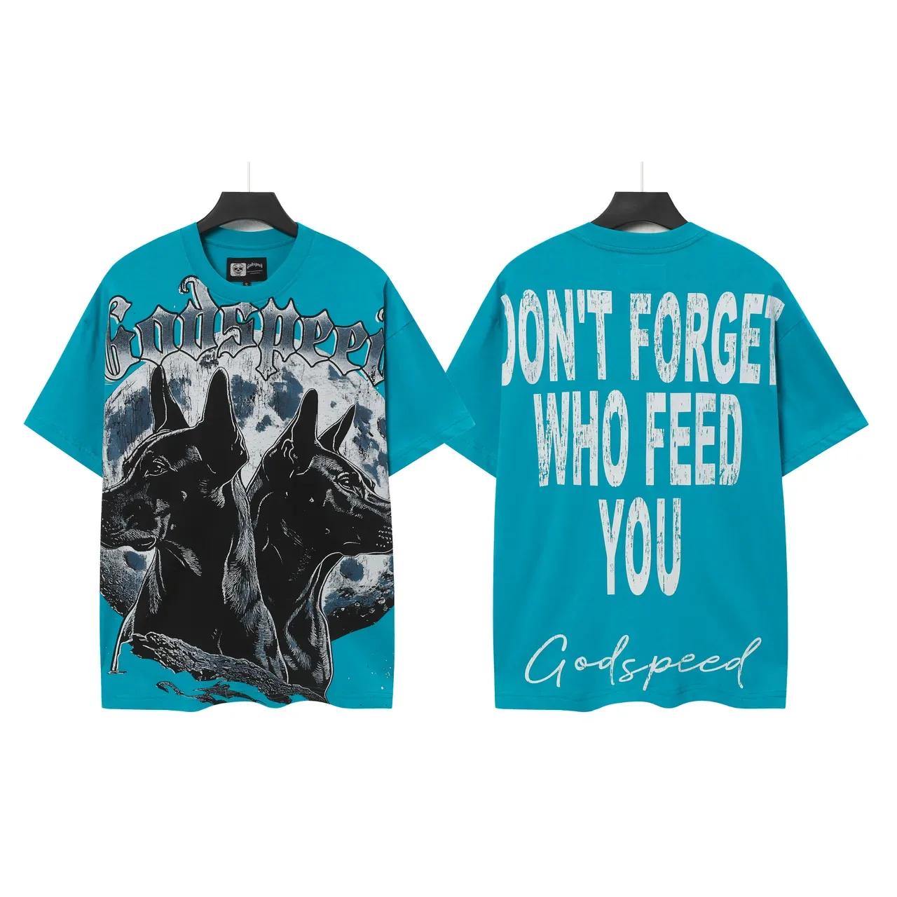 Godspeed Graphic Print Cyan Blue T-Shirt 4