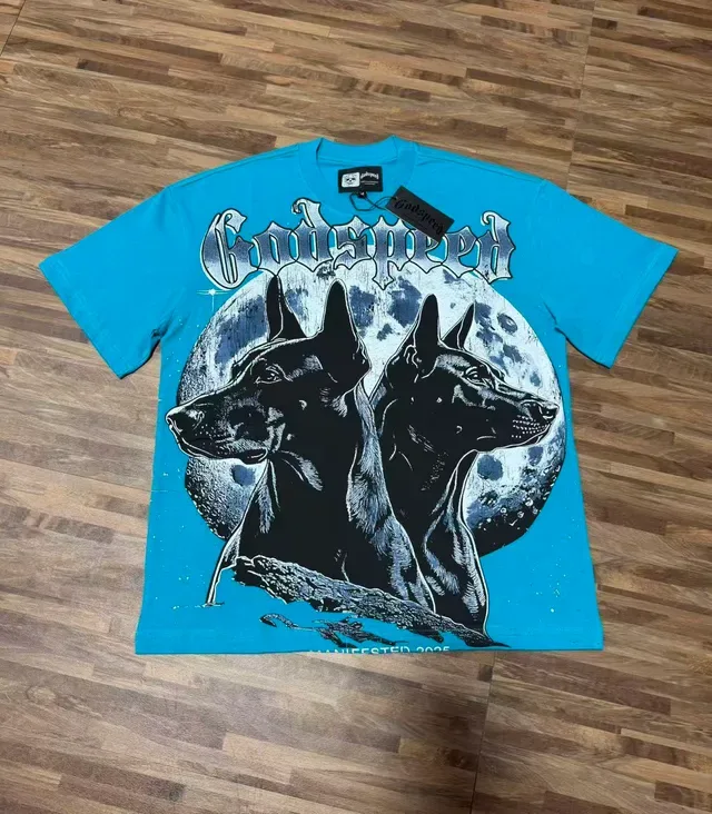 Godspeed Graphic Print Cyan Blue T-Shirt 6