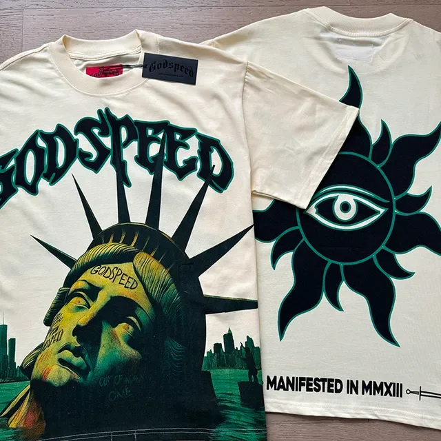 تيشيرت Godspeed أوف وايت بطبعة جرافيك على الوجهين 4
