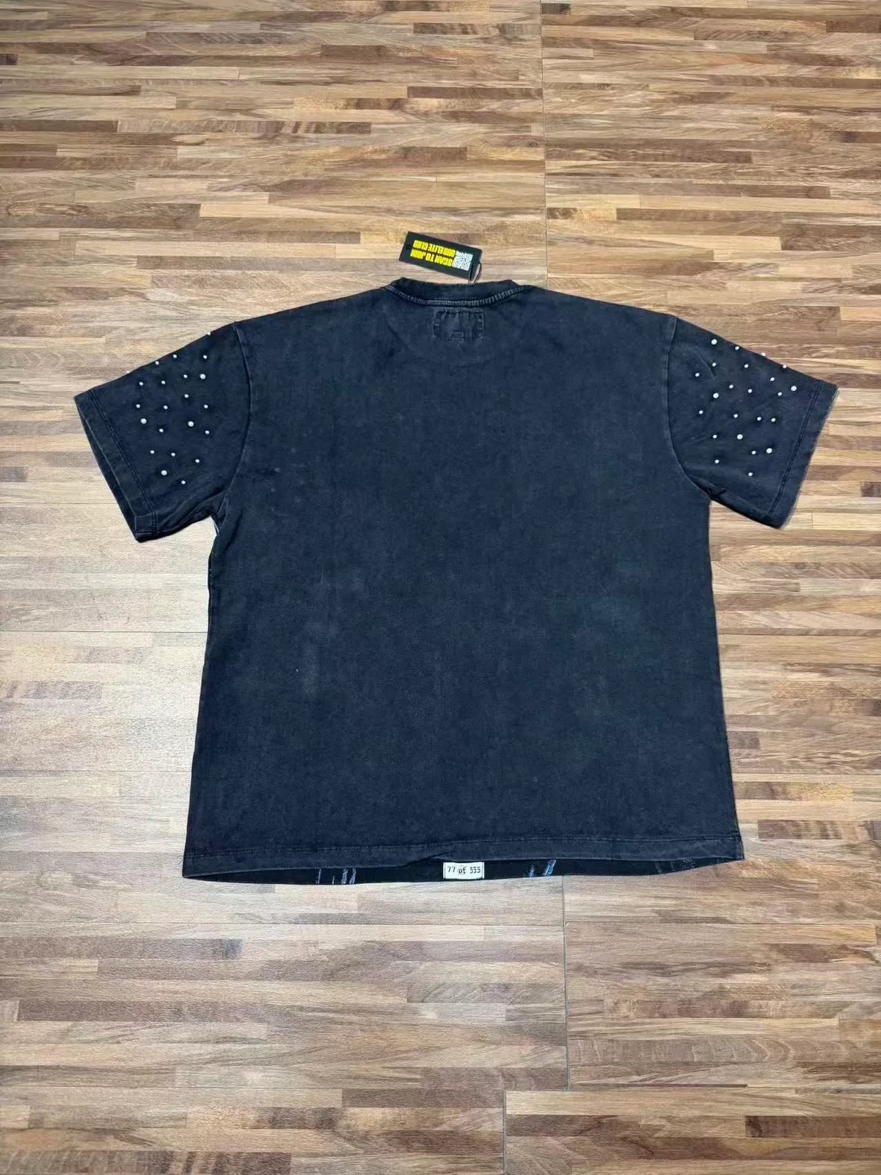 Godspeed Graphic-Print Studded Sleeves Distressed Black T-Shirt 3