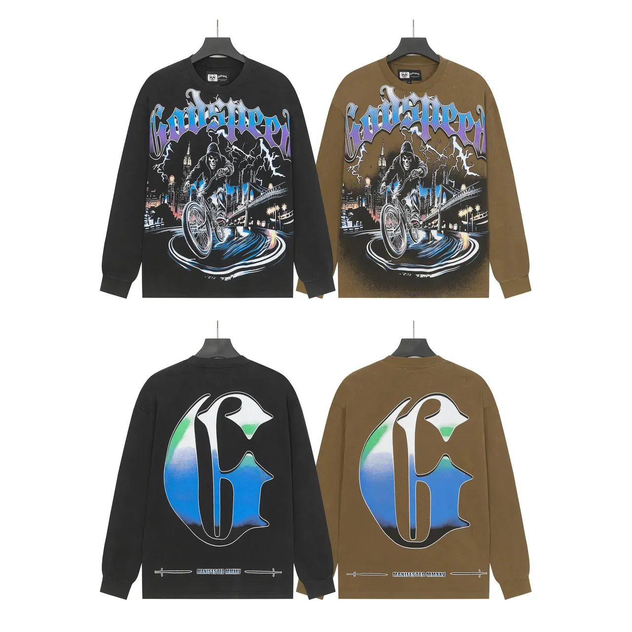 Godspeed Grim Reaper Cityscape Graphic Long-Sleeve T-Shirt 2