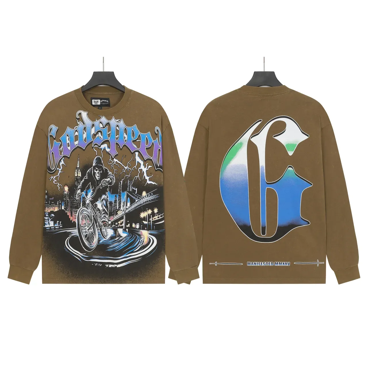 Godspeed Grim Reaper Cityscape Graphic Long-Sleeve T-Shirt 3