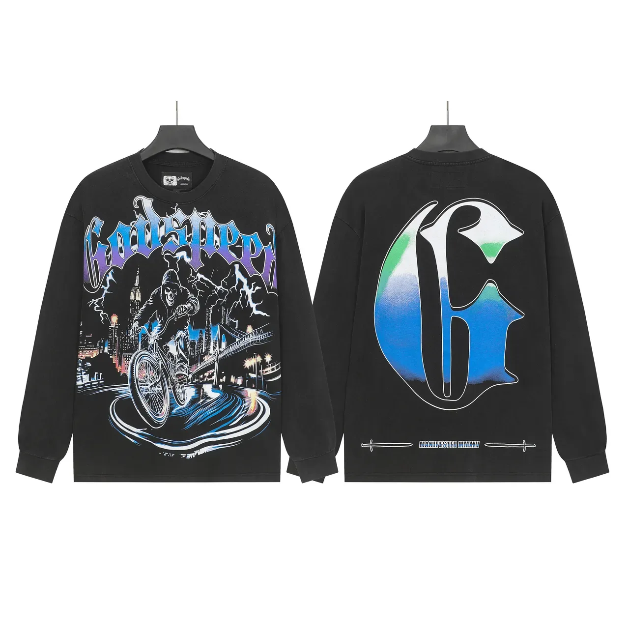 Godspeed Grim Reaper Cityscape Graphic Long-Sleeve T-Shirt 6