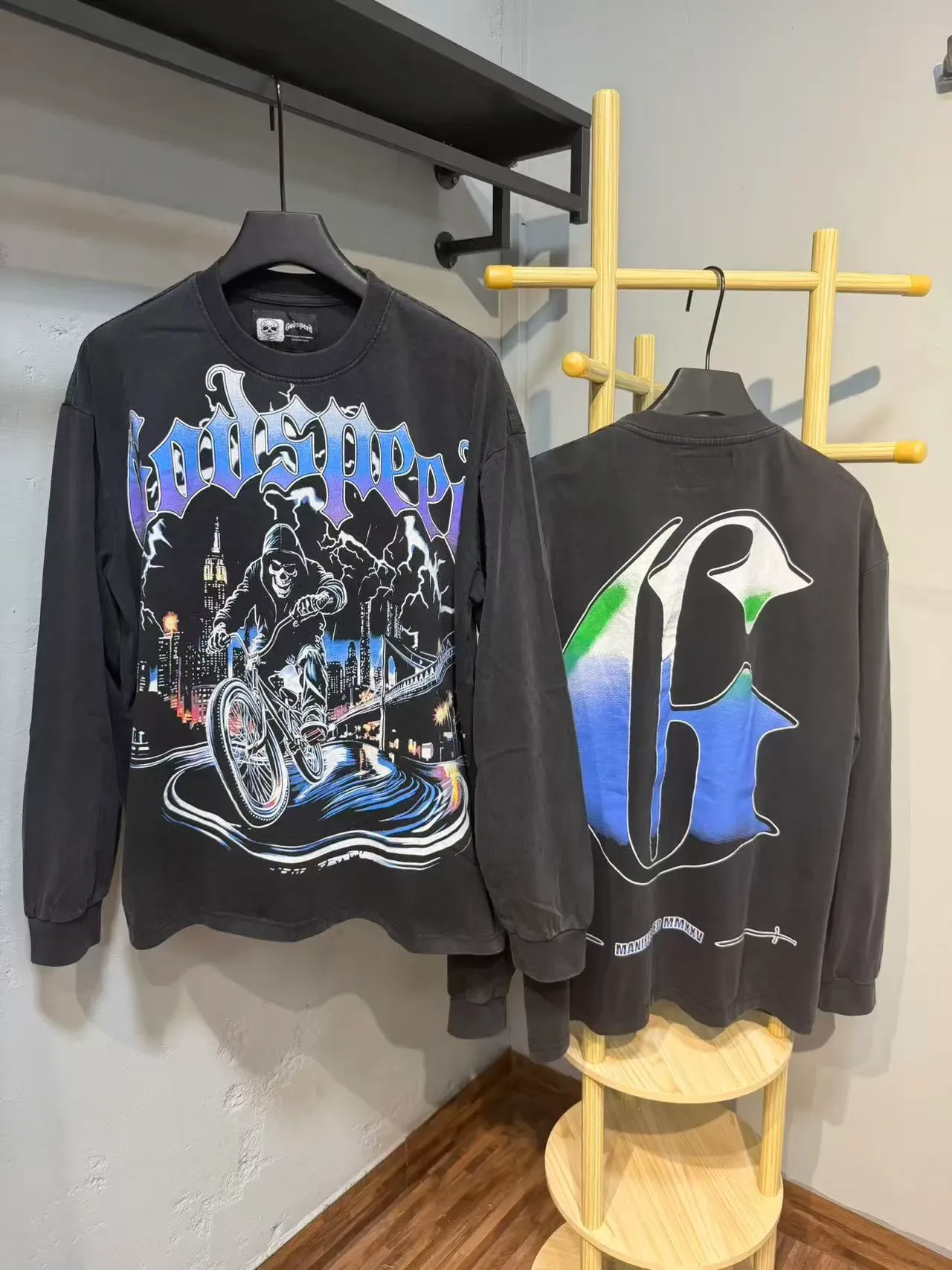 Godspeed Grim Reaper Cityscape Graphic Long-Sleeve T-Shirt 12