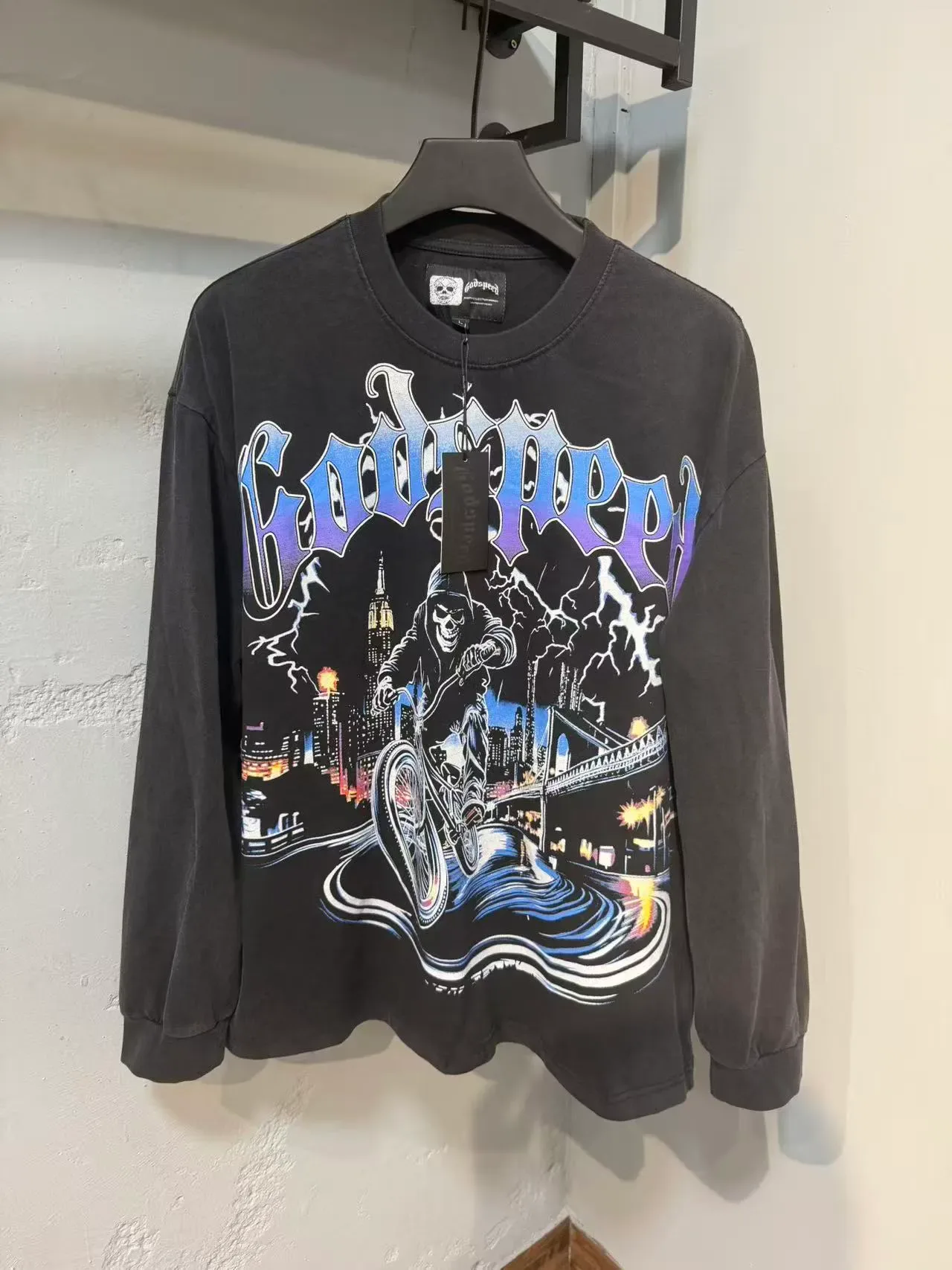 Godspeed Grim Reaper Cityscape Graphic Long-Sleeve T-Shirt 13