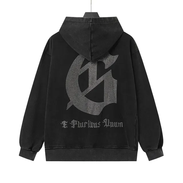 Godspeed Manifeste Einmmxiii Hoodie à Capuche Noir Lavé Embellished avec Rhinestones 4