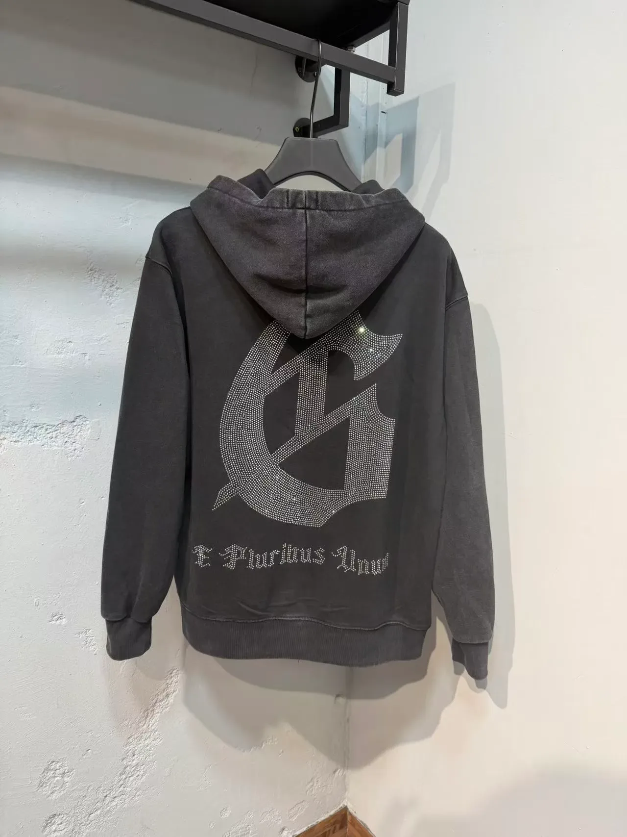 Godspeed Manifeste Einmmxiii Hoodie à Capuche Noir Lavé Embellished avec Rhinestones 6