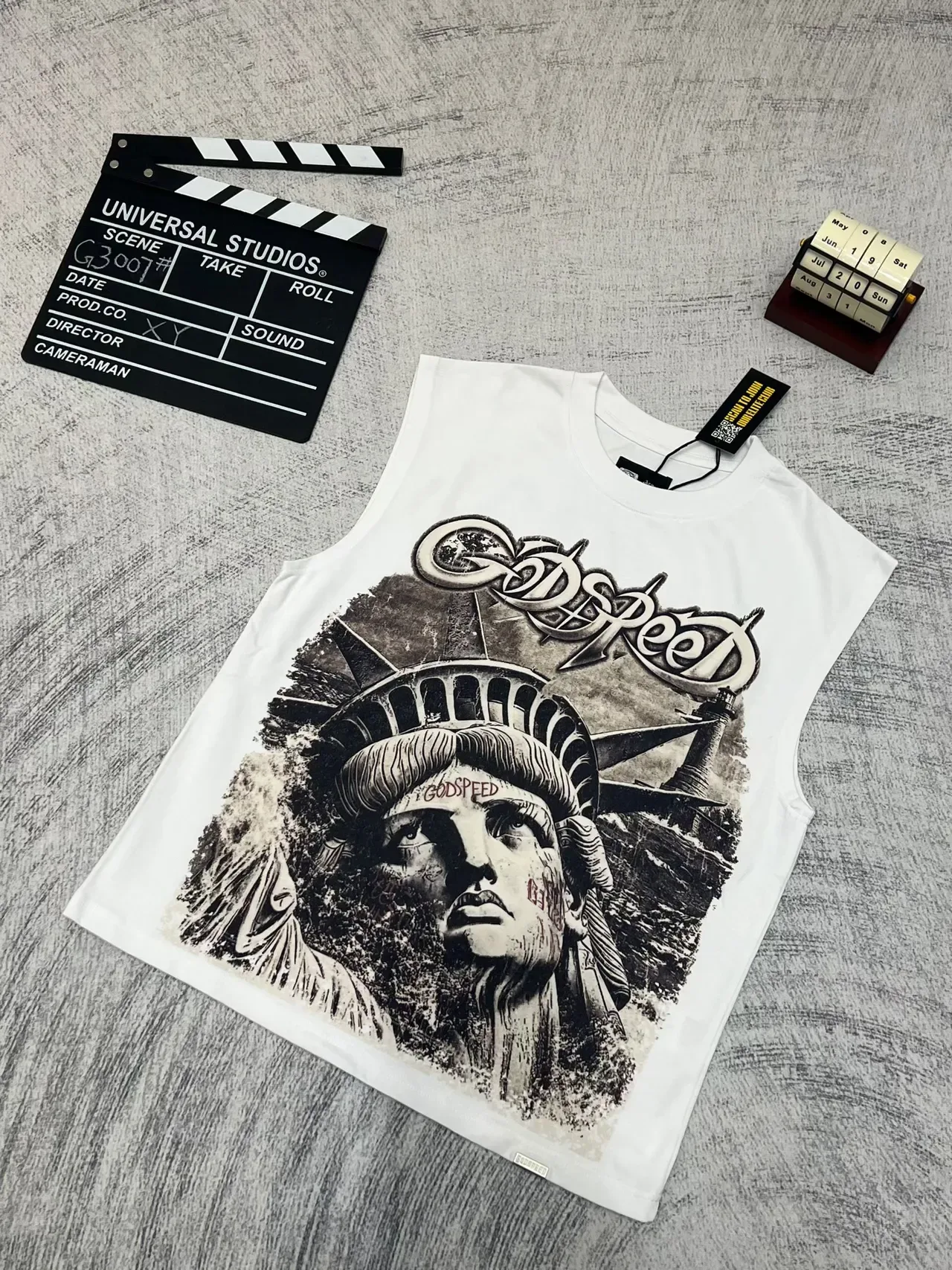Godspeed تمثال الحرية توب بدون أكمام مطبوع 4