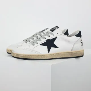 Golden Goose Super-Star Distressed White Navy Star Lifestyle Sneakers