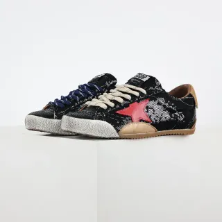 Golden Goose Superstar Black Sequin Red Star Lifestyle Sneakers