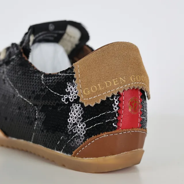 Golden Goose Superstar أحذية أسود ترتر نجم أحمر أسلوب حياة 4
