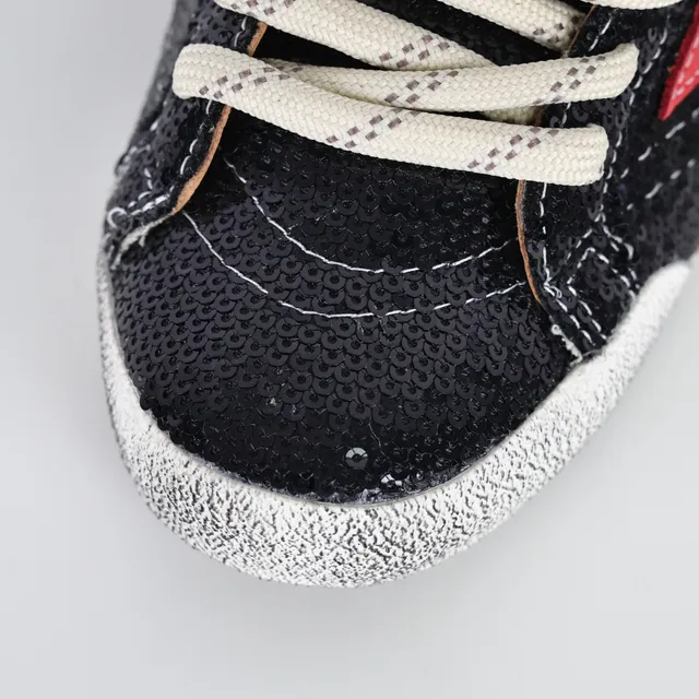 Golden Goose Superstar أحذية أسود ترتر نجم أحمر أسلوب حياة 5