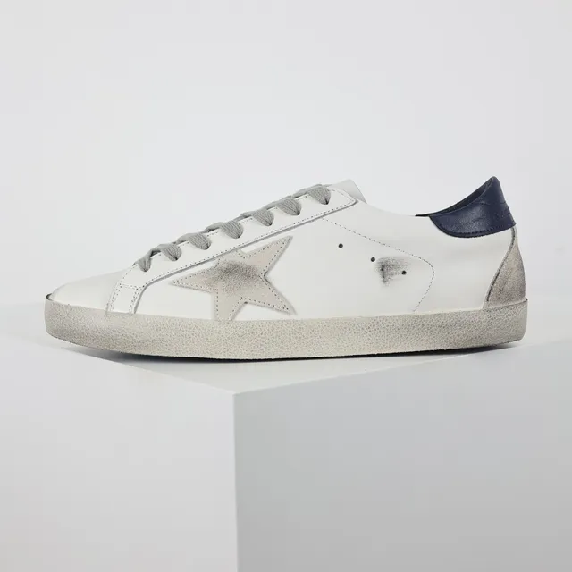 Golden Goose Superstar Sneakers Lifestyle En Cuir Blanc Vieilli 9