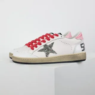 Golden Goose 白红皮革鞋面 闪光星星刺绣 生活休闲鞋