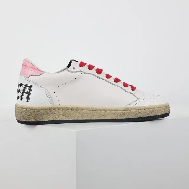Golden Goose Blanc Rouge Cuir Supérieur Apliqué Étoile Scintillante Chaussures Lifestyle 7
