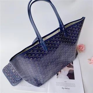 Goyard Saint-Louis Tote Royal Blue Coated Canvas Tote Bag 15