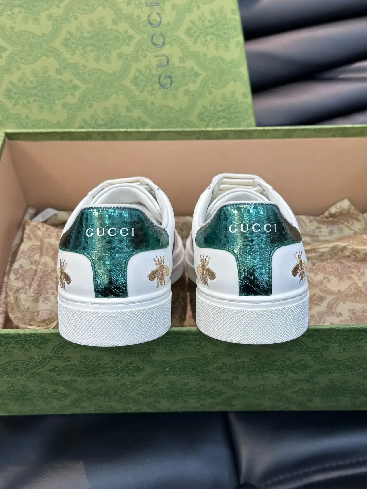 Gucci Ace Bee and Star Embroidered White Lifestyle Sneakers 6