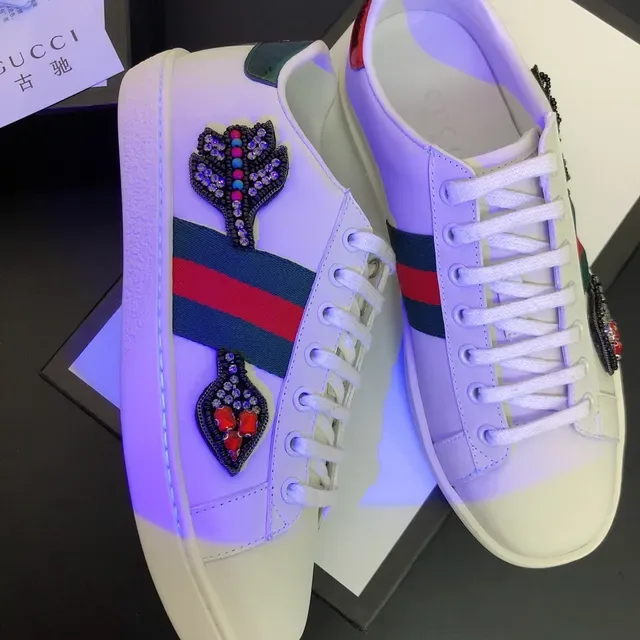 Gucci Ace Embellished White Leather Lifestyle Sneakers 5