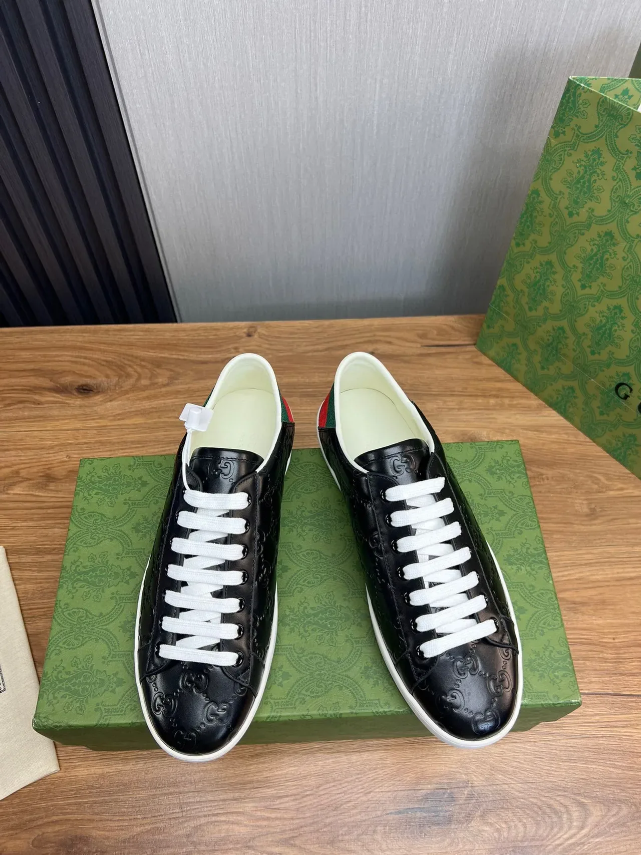 Gucci Ace Embossed GG Monogram Black Lifestyle Sneakers 2