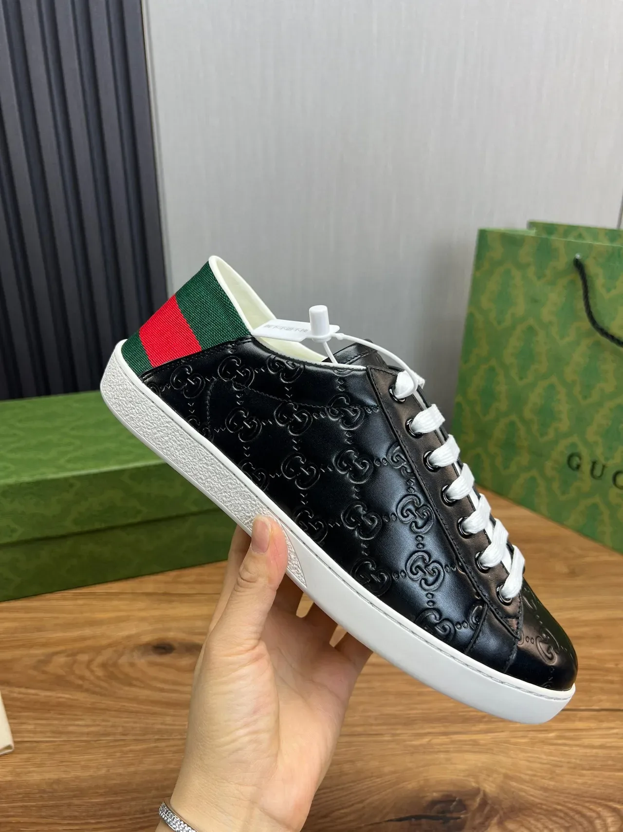 Gucci Ace Embossed GG Monogram Black Lifestyle Sneakers 6