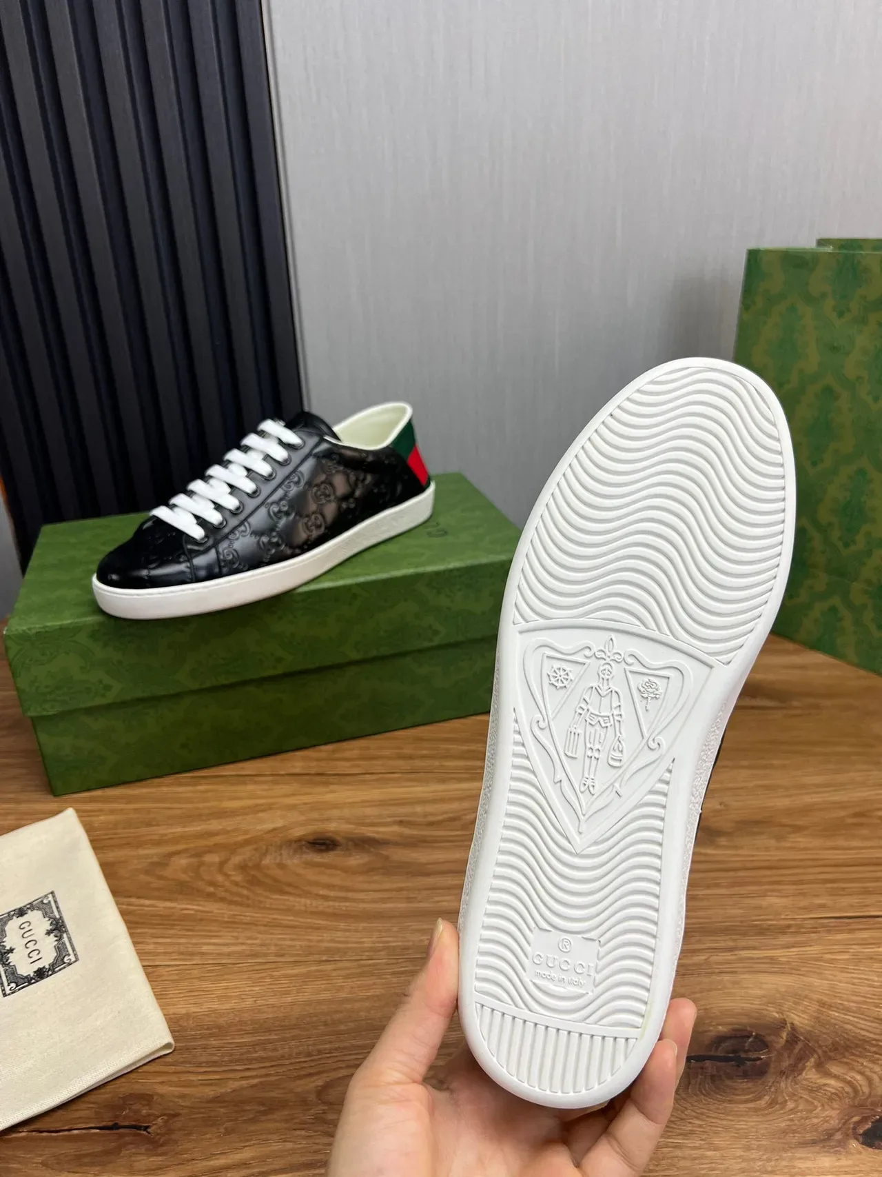 Gucci Ace Embossed GG Monogram Black Lifestyle Sneakers 8