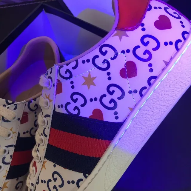 Gucci Ace GG Heart and Star Print Lifestyle Sneakers 5