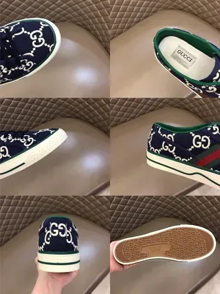 Gucci Ace GG Monogram Navy Blue Green-Red Web Lifestyle Sneakers 2