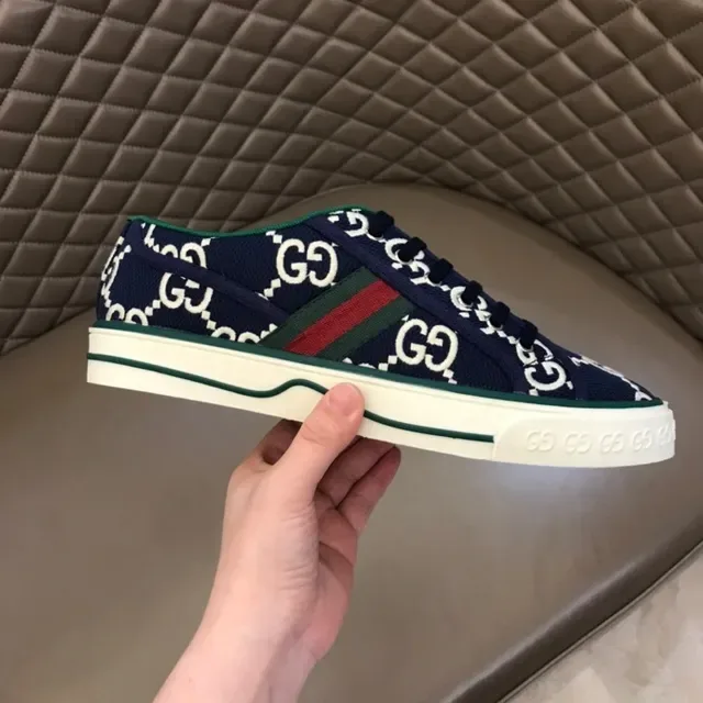 Gucci Ace GG Monogram Navy Blue Green-Red Web Lifestyle Sneakers 5