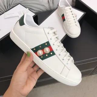 Gucci Ace Pearl and Stud Embellished White Lifestyle Sneakers