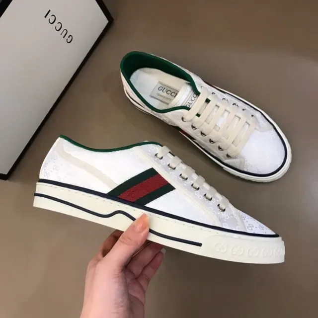 Gucci Ace Perforated Leather White Green Red Web Stripe Lifestyle Sneakers 4