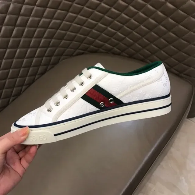 Gucci Ace Perforated Leather White Green Red Web Stripe Lifestyle Sneakers 9