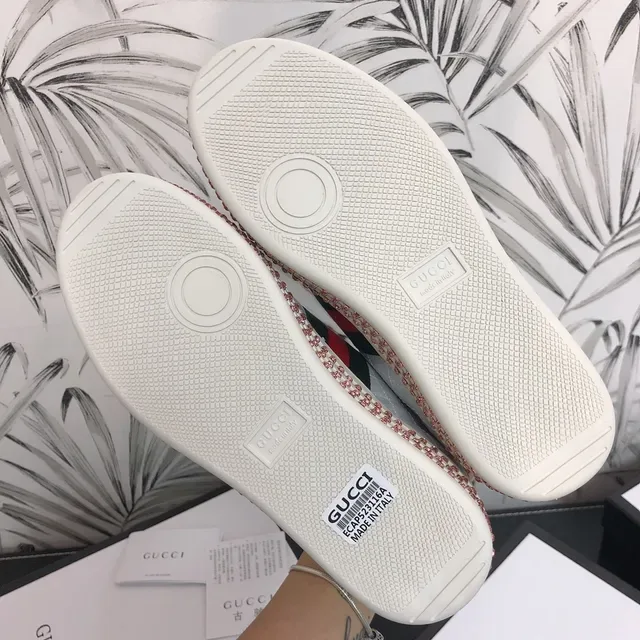 Gucci Ace Silver Red Quilted Metallic Upper Crystal-Embellished Platform Sole Lifestyle Sneakers 3