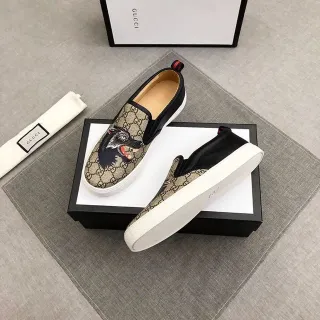 Gucci Ace Tiger Embroidered GG Monogram Loafers