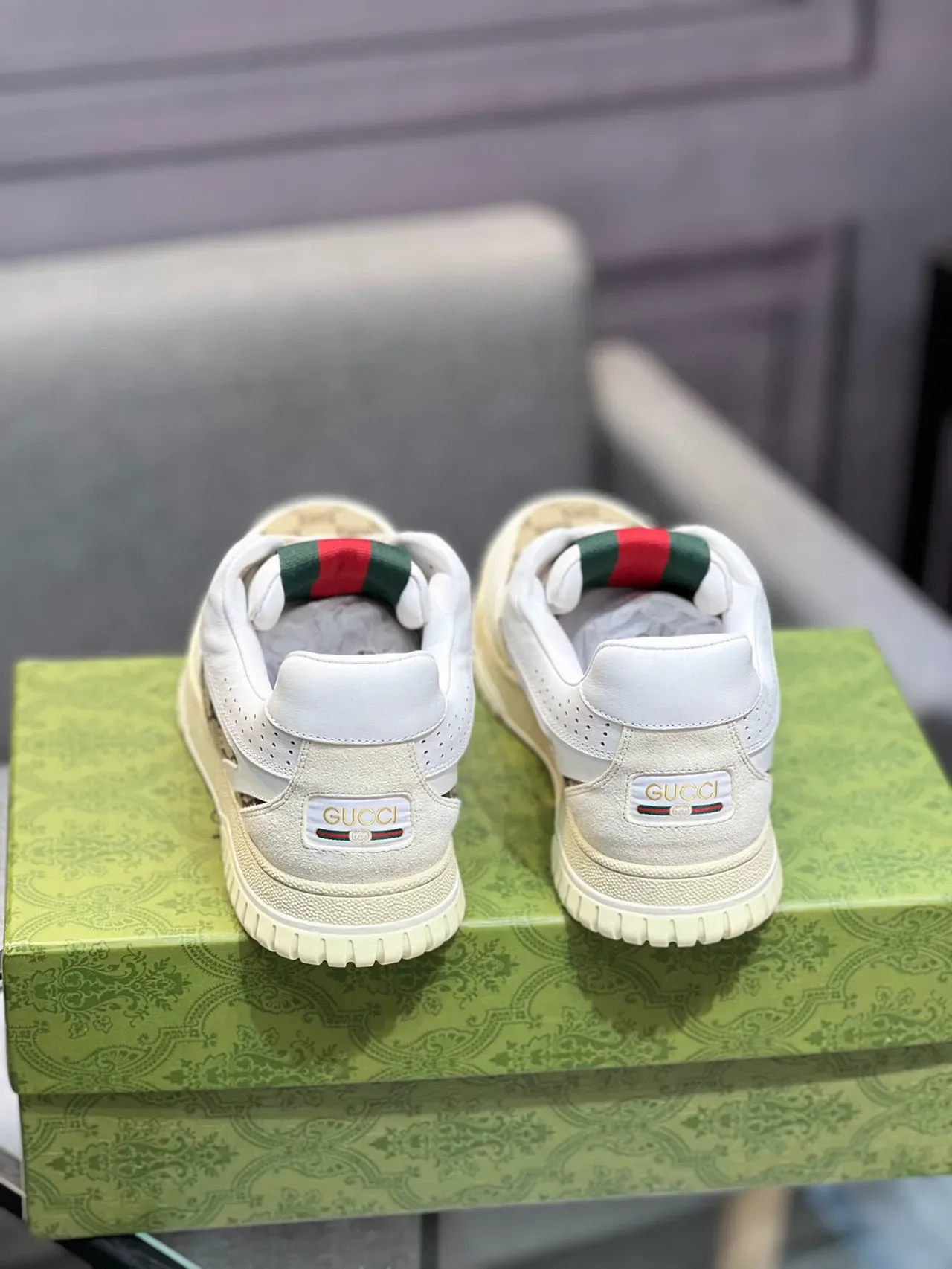Gucci Ace White and Beige GG Monogram Lifestyle Sneakers 4