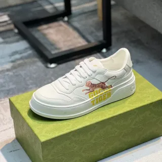 Gucci Ace White Yellow Low-Top Leather Upper Lifestyle Sneakers
