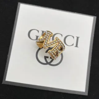 Gucci Alphabet Jewelry Gold White Pearl-Embellished Ring